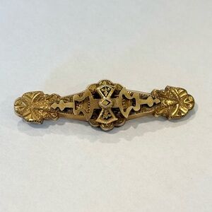 Vintage Victorian Gold Filled Bar Brooch Ornate Scalloped Antique Pendant